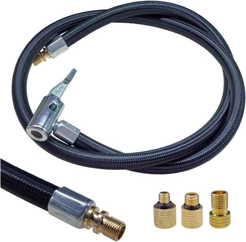 BDZMC Car Tire Inflator Hose Adapter, High-Pressure Air Compressor Hose, Lock-on Air Chuck Connector Extension Tube with Converting Nuts, Quick-Inflation Hose for Tire Pump - Image 1